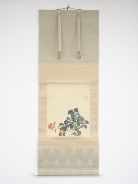 JAPANESE HANGING SCROLL / HAND PAINTED / CAMELLIA